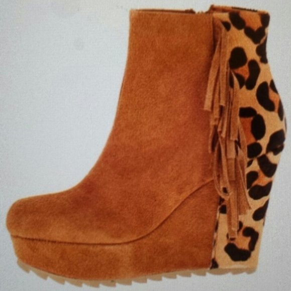 Volatile Shoes - 🔥HOT ITEM🔥Vintage Leopard Fringe Leather Booties